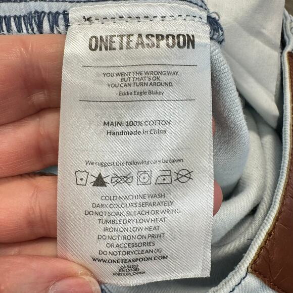 One Teaspoon Street Walker Skirt Jean Denim Destroyed Color 27 - Picture 6 of 8